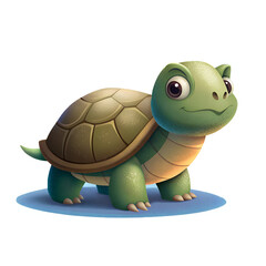 Obraz premium Cartoon style illustration of cute snapping turtle isolated on transparent background