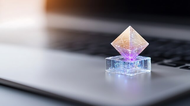 An avant-garde blockchain development center with shifting holographic ledgers and bioluminescent cryptocurrency wallets promoting blockchain innovation