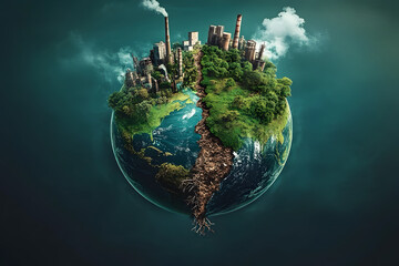 A concept of environmental pollution with planet earth © AungThurein