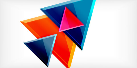 Abstract background - colorful triangles with 3d effect. Vector Illustration For Wallpaper, Banner, Background, Card, Book Illustration, landing page