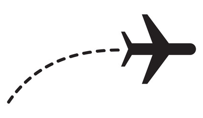Airplane with black line. Vector illustration.