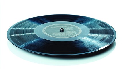 Black vinyl record spinning on turntable playing music