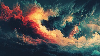 Weather warning for strong winds, glitch effects, bold typography, abstract design