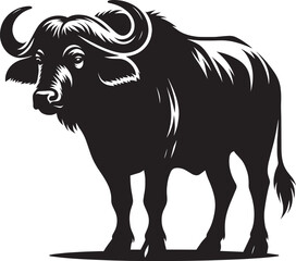 Wild Running Buffalo Silhouette vector illustration isolated on a white background