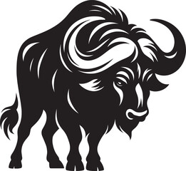 Wild Running Buffalo Silhouette vector illustration isolated on a white background