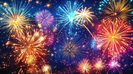 A crowd of people are watching fireworks in the sky