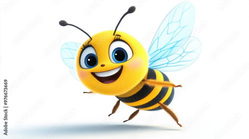 Poster happy cartoon bee.