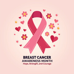 Breast Cancer Awareness Month Ribbon Illustration