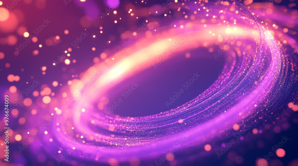 Aufkleber abstract background featuring a purple swirling circle frame composed of multicolored energy particl