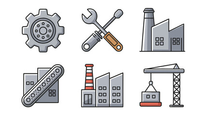 vector icons representing home fix and factory maintenance, gas and electricity maintenance