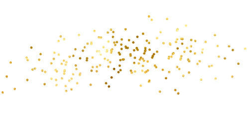 Golden grains of sand scattered on a transparent background. PNG Gold Texture Pattern on White Background. Light Golden Confetti. Gold illustration Backdrop. Design Element.