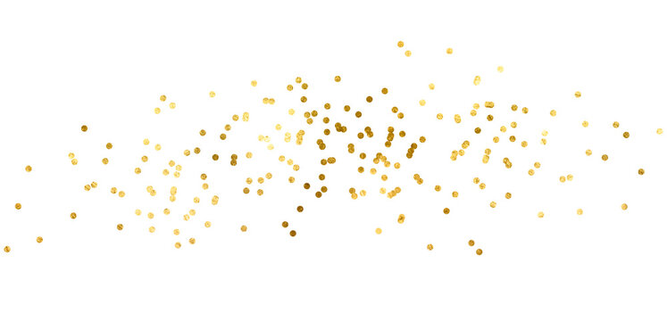 Golden grains of sand scattered on a transparent background. PNG Gold Texture Pattern on White Background. Light Golden Confetti. Gold illustration Backdrop. Design Element.