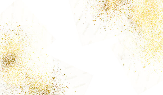 Sparkling dust particles. luxury sparkling PNG  Gold splatter border .Festive background with gold glitter and confetti for celebration. Background with glowing golden particles.