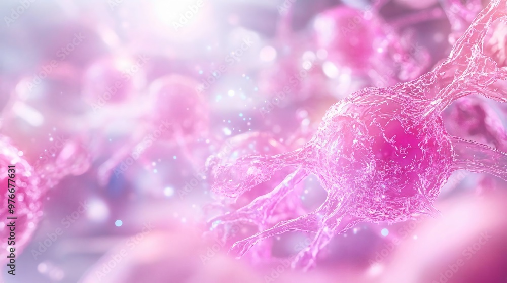 Poster abstract close-up view of pink cells illuminated by soft light, showcasing intricate details and tex