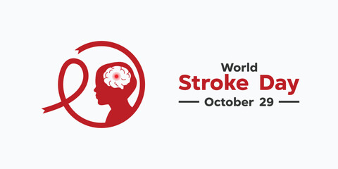 Obraz premium World Stroke Day. Brain, human and ribbon. Great for cards, banners, posters, social media and more. White background.