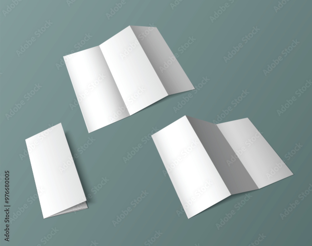 Poster fold leaflet mockup. blank trifold paper template. white a4 booklet page design mock up. triple zigz