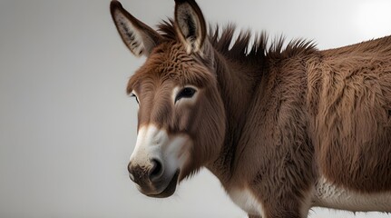 Cute baby donkey and mother on floral meadow. generative.ai