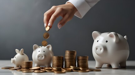 Kids pink piggy broken moneybox with nice sunlight, savings for future. Generative.Ai