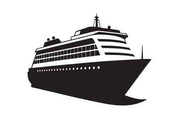 Cruise Ship silhouette vector illustration, Cruise Ship silhouette vector , Cruise Ship silhouette PNG 