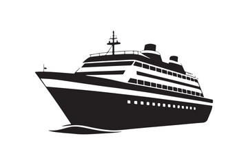 Fototapeta premium Cruise Ship silhouette vector illustration, Cruise Ship silhouette vector , Cruise Ship silhouette PNG 