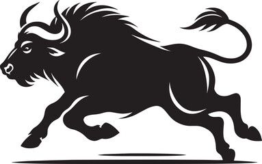 Obraz premium Wild Running Buffalo Silhouette vector illustration isolated on a white background