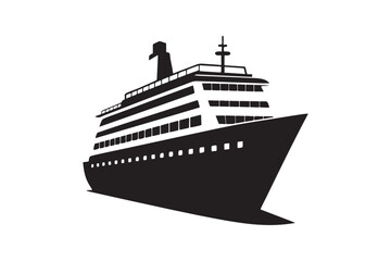 Cruise Ship silhouette vector illustration, Cruise Ship silhouette vector , Cruise Ship silhouette PNG 