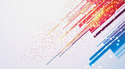 Obraz premium Abstract white background with Colorful geometric and circle lines. Digital future technology . Abstract business connection of lines from nodes innovation of communication in the network.