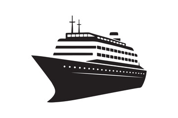 Fototapeta premium Cruise Ship silhouette vector illustration, Cruise Ship silhouette vector , Cruise Ship silhouette PNG 