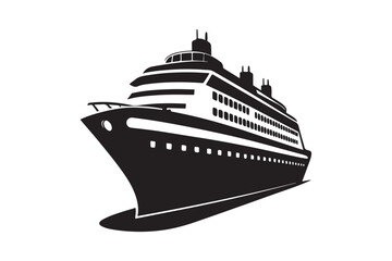 Obraz premium Cruise Ship silhouette vector illustration, Cruise Ship silhouette vector , Cruise Ship silhouette PNG 