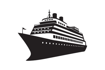 Fototapeta premium Cruise Ship silhouette vector illustration, Cruise Ship silhouette vector , Cruise Ship silhouette PNG 