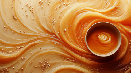 Artisanal miso paste swirling in golden spirals showcasing rich creamy texture and gourmet culinary ingredient