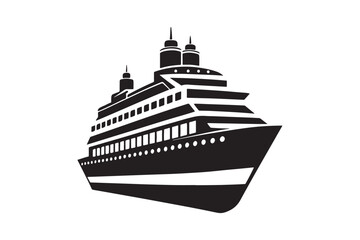 Fototapeta premium Cruise Ship silhouette vector illustration, Cruise Ship silhouette vector , Cruise Ship silhouette PNG 