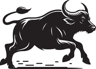 Wild Running Buffalo Silhouette vector illustration isolated on a white background