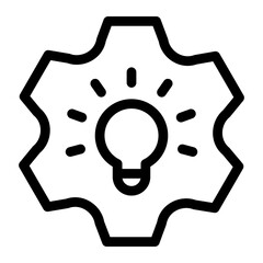 Creative idea icon, Gear and light bulb, Vector linear icon illustration.