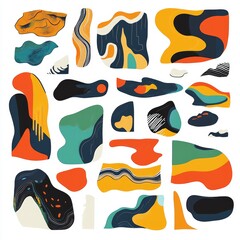 Obraz premium Abstract Colorful Shapes Set Digital Illustration Graphic Design Elements Art Modern Art Vector Graphic Geometric Shapes Abstract Pattern Min