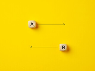 Making a choice between two opposite options or plans.