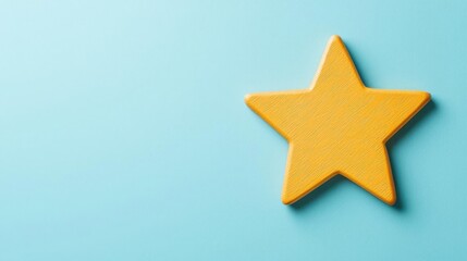 Vibrant yellow star on a soft blue background, capturing a playful and cheerful essence perfect for design projects and themes.