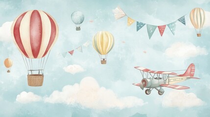 Hot Air Balloons and Plane.