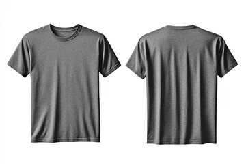 Naklejka premium blank gray t shirt front and back mockup, isolated on white background with clipping path. ready for your design or artwork