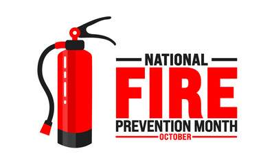 National Fire Prevention Month background or banner design template is observed every year in October. Holiday concept. Template for card, poster, placard, template. eps 10
