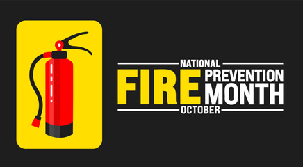 National Fire Prevention Month background or banner design template is observed every year in October. Holiday concept. Template for card, poster, placard, template. eps 10