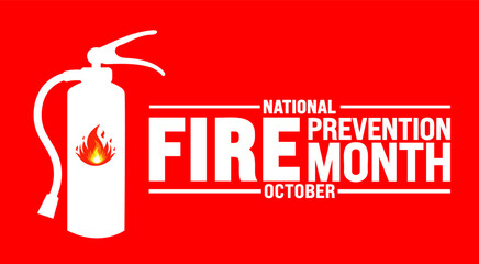 National Fire Prevention Month background or banner design template is observed every year in October. Holiday concept. Template for card, poster, placard, template. eps 10