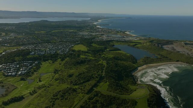 Shell Cove Shellharbor Marina Waterfront The Farm surfing break Mystics Illawarra State Park aerial drone Australia NSW Sydney Aus Uni Wollongong South Coast mining coastal sunny blue sky forward