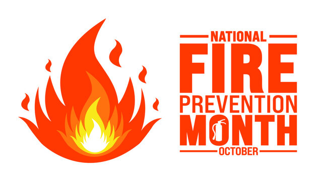 National Fire Prevention Month background or banner design template is observed every year in October. Holiday concept. Template for card, poster, placard, template. eps 10 - Powered by Adobe
