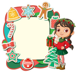 Festive Christmas Frame with Girl