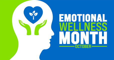 Emotional Wellness Month background or banner design template is observed every year in October. Holiday concept. Template for card, poster, placard, template. eps 10