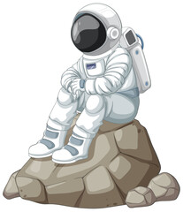 Astronaut Sitting on a Rock
