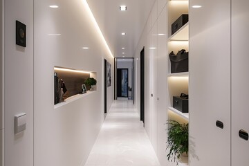 Urban Linear Space, Stark White, Clean Lines Decor, Effective Storage, Elevated View
