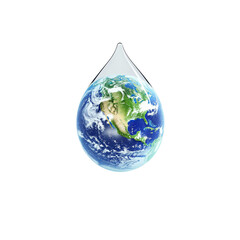 Obraz premium Earth inside a water droplet symbolizing environmental conservation