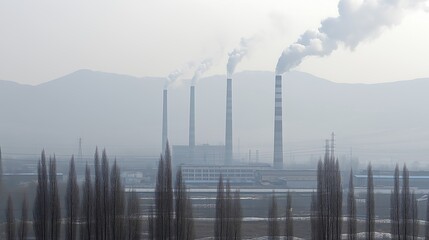 Industrial Footprint: Smokestacks Piercing the Horizon, A Testament to Progress and Environmental Concerns